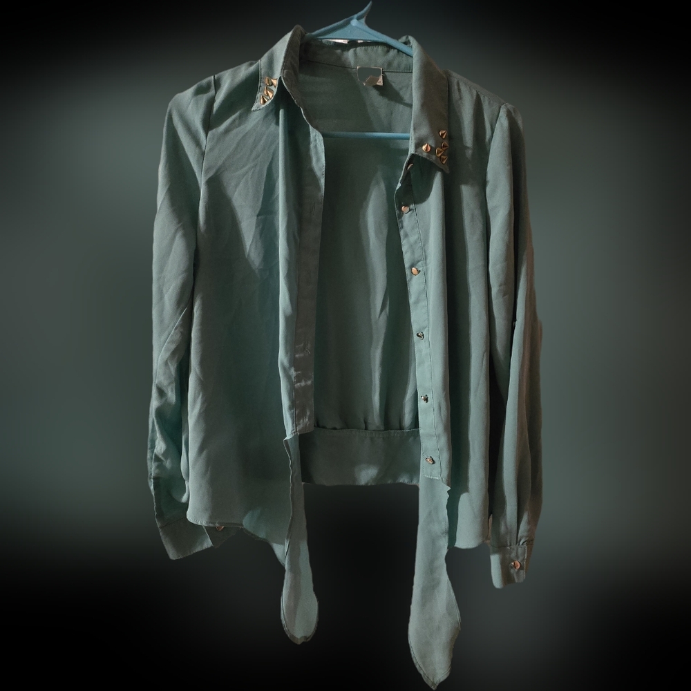 cover stitched sheer blouse